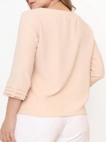 LAN FASHION Women's Formal Blouse 3/4 Sleeve Duan Fabric - Màu be - Xem 4