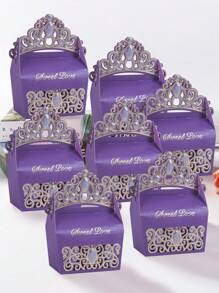 10pcs/Pack Elegant Crown Gift Boxes For Birthday Party, Holiday, Wedding Decoration & Favors
