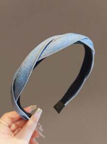 1/2/3pcs Vintage Denim Braided Headband For Women, Blue Tones, Versatile Fashion Headwrap For Washing Face & Hair ,Hair Hoop Hairband For Women Hair Accessories Head Accessories - Multicolor - View 9