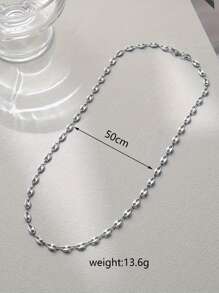 1pc Stainless Steel Coffee Bean Patchwork Hollow Oval Shaped Necklace Chain, Fashionable Minimalist Hip-Hop Style Unisex Sweater Chain For Party, Music Festival