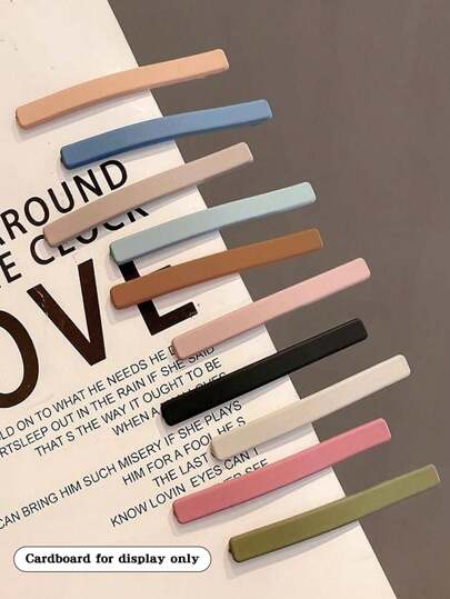 10个装女士纯色休闲发夹，日常佩戴，爪夹，发卡，发饰，头部饰品，女士发饰