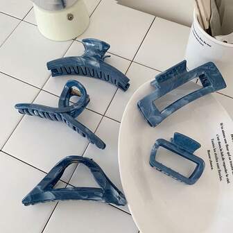 5 piezas Garra para el cabello de estilo chino retro de acrílico, tamaño grande, diseño elegante