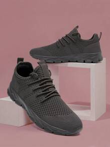 Women's Comfortable Footwear Trainers Fashionable Road Running Shoes Mesh Breathable Sneakers Outdoor Walking Shoes Casual Shoes Non Slip Flat Sports Shoes Dark/Gray