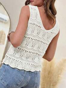 Womens Summer Tank Top For Women 2024 V Neck Crochet Sleeveless Shirts Sweater Vest - 白色 - 查看 2