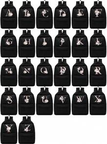 輕盈便攜粉紅色字母花印刷不分男女肩背包戶外運動背包大容量旅行徒步背包帆布袋休閒學校背包手提電腦包拉鍊組織器適用於男女青少年學生上學背包大學生理想選擇，適用於大學，商務，辦公，通勤，戶外，徒步旅行，攀登，體育場，運動會，郊遊，返校，校園背包，大容量，便攜式，適用於青少年女孩，大學生，男孩，小學，中學，高中，工作，商務，通勤，戶外，旅行，郊遊。