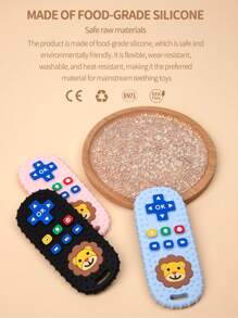 2er Set, Silikon Cartoon Bär Gamecontroller Beißring Spielzeuge, Baby beruhigende Zahnstufen, Löwenmuster Silikon simulierte TV Fernbedienung Lernbeißring Spielzeuge, Unterhaltende Gamecontroller Beißring Spielzeuge, perfekte sensorische Kau-Spielzeuge für 0-3-6-12 Monate Babys