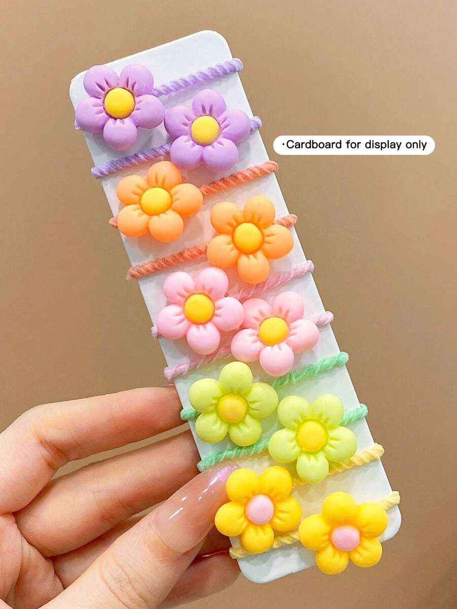 10 Stücke Mädchen-Blumen-Dekor-Haargummi für tägliches Leben