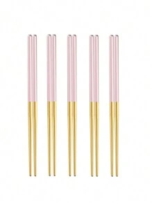 1/5 双不锈钢筷子防滑寿司筷子适合家庭、餐厅、酒店和节日礼物圣诞礼物 - 彩色 - 查看 7