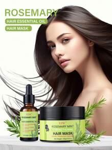 2 件迷迭香薄荷强化护发套装：护发精油和发膜 - 滋养、软化、强效保湿和柔顺 - 非常适合受损或干燥的头发 - 墨綠色 - 查看 7