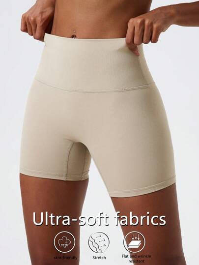 1 Piece High Stretch Nude Yoga Shorts Cycling Pants For Running Gym Cycling Sports Women Sweat Absorbent Breathable Tight Shorts