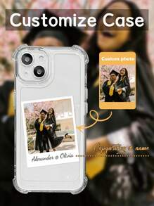 1 st. Aangepast afbeelding vierhoekig anti-val telefoonhoesje, aangepast naam telefoonhoesje, gepersonaliseerd fotoontwerp hoesje, aangepast fotohoesje, gepersonaliseerd telefoonhoesje met foto, aangepast afbeelding telefoonhoesje, compatibel met 11/12/13/14/15promax, Galaxy A15/A25/A35/A55/S23/24ultra-serie