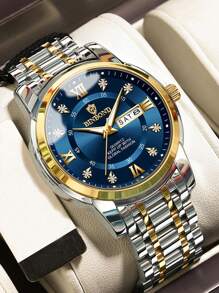 BINBOND Luxury Watch For Man Elegant Date Week Waterproof Luminous Men Watch Quartz Stainless Steel Sports Men's Watches - Blue - View 4