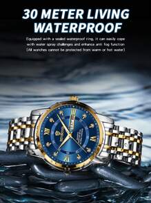 BINBOND Luxury Watch For Man Elegant Date Week Waterproof Luminous Men Watch Quartz Stainless Steel Sports Men's Watches - Blue - View 3