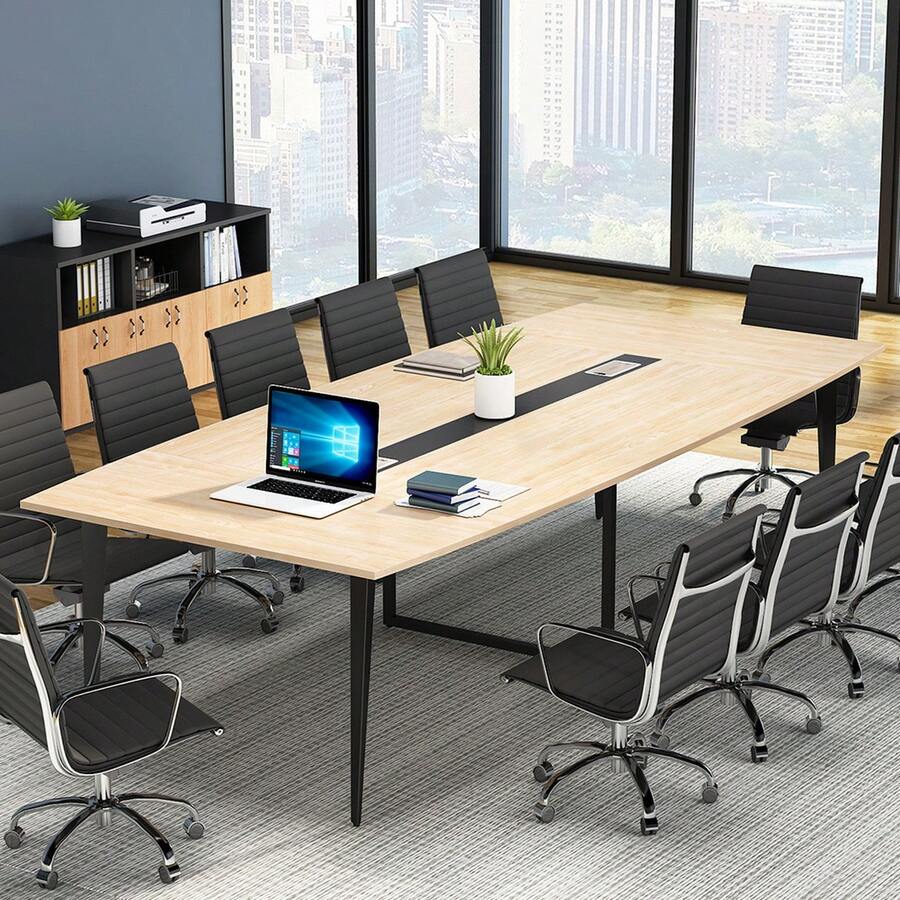 Tribesigns 8FT Conference Table Boat Shaped Modern 94.48x47.24 Inches