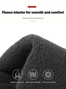 1 双男女款冬季防水自行车手套户外运动滑雪跑步摩托车触屏羊毛保暖防滑全指手套 - 黑色 - 查看 5