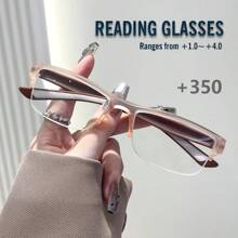 Rivsar 男女通用老花镜，时尚，防眩光，防紫外线，轻巧紧凑的半框矩形镜架，方便携带设计，适合所有脸型 - 茶白色 - 查看 10