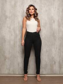 Calça Jeans Feminina Cintura Alta Shein com Elastano Skinny Levanta Bumbum Premium Blogueira Luxo