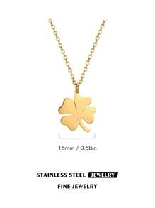 Women/Girls Stainless Steel Four-Leaf Clover Necklace, 14k Gold Minimalist Four-Leaf Clover Pendant - Four-Leaf Clover Necklace, Jewelry, Lucky Four-Leaf Clover Necklace, Birthday/Valentine's Day/Graduation Gift - Simple - View 10