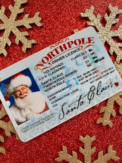1pc Santa Claus Lost Drivers License Christmas Decorations, Santa Sleigh Flying License ID Card, Santa Claus Card Flight License Christmas Eve Key Box Gift Xmas Tree Ornament,Christmas