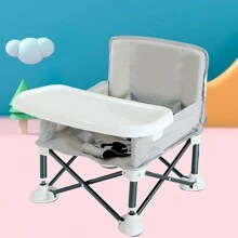 1pc Gray Portable Foldable Children's High Chair For Babies Eating And Dining Out - Grey - View 10