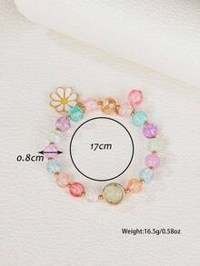 1 chiếc vòng tay đính hạt hoa phong cách Y2K có trang trí hạt thủy tinh - hạt - Xem 5