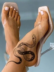 1 Sheets Large Size Body Art Temporary Tattoo Stickers For Women Or Men, Black Retro Style Starry Sky Snake Pattern, Waterproof Fake Tattoo, Lasts 2-5 Days, Covering Scars,Can Be Used On Arms Wrist Shoulders Legs Waist Neck Hand Chest Thighs Finger Ankle, Suitable For Parties, Gifts, Vacations, Body Decoration