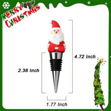 Lote de 3, 4 ó 5 Tapones reutilizables para botellas de vino con diseño aleatorio de Papá Noel, de aleación metálica, decoraciones navideñas para tapones de botellas de vino y bebidas, para fiestas de Navidad, cumpleaños y regalos