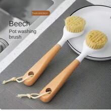 Plastic Long Handle Pot Brush - Upgraded Version, Does Not Damage Pots, Extended Hand Brush - White - View 4