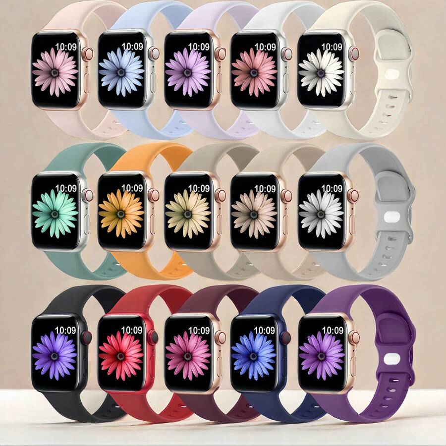 15件裝柔軟矽膠手錶錶帶，相容 40mm 46mm 41mm 38mm 45mm 44mm 42mm 49mm，中性防水運動替換腕帶，適用於 SE 系列 11 10 9 8 7 6 5 4 3 2 1