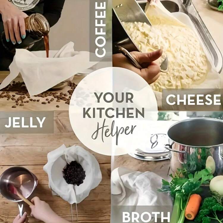 1 cái/2 cái/4 cái Rây vải thưa dùng cho nhà bếp - Vải nấu ăn đa năng chưa tẩy trắng dùng cho phô mai, sữa chua, sữa hạt, nước dùng xương, trà, cà phê, v.v. - Dụng cụ nhà bếp & tái sử dụng - Nhiều thông số kỹ thuật - Xem 7