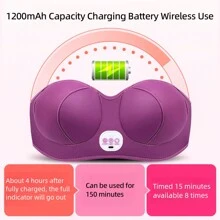 Hailicare 便携式胸部按摩器，振动按摩，热敷加压，5种模式，3档可调节，可调节绑带，适合不同胸型