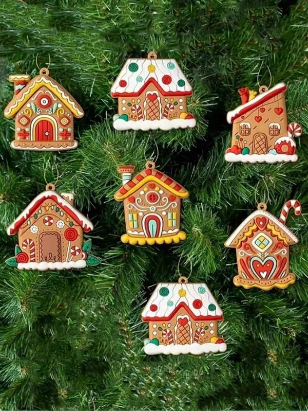 Gingerbread House Ornaments Tree Decoration 6/12pcs Gingerbread House Decorations Hanging Ornaments For Holiday Tree Home Decor Best Gifts Birthday
