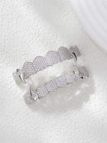 AINTTBY 1 pieza/2 piezas Dientes Grillz de cobre chapado en oro brillante estilo hip hop callejero personalizado, colmillos de vampiro para uso diario, Halloween y fiestas, unisex