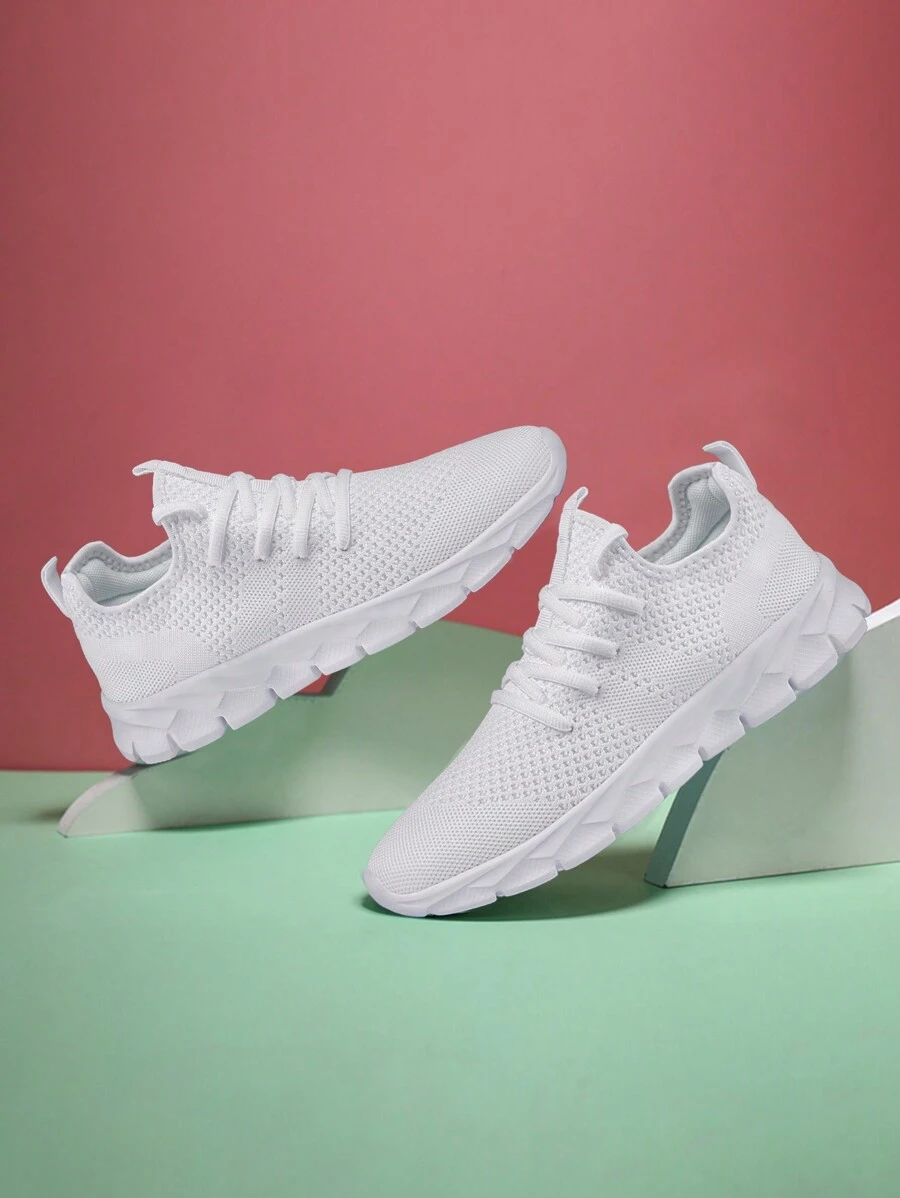 Women's  Comfortable Footwear Trainers Mesh Breathable Sneakers Outdoor Walking Shoes Fashion Casual Shoes Non Slip Flat Sports Shoes White - White - View 1