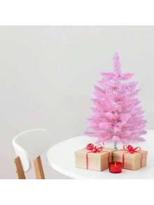 1pc Pink Artificial Christmas Tree, Tabletop Decoration, Home/Office/Party Decor (Decoration Not Included) - Multicolor - View 7