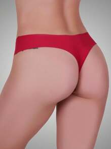 Agnes Seamless Polyamide Thong Panties With Laser Cut String - 紅色 - 查看 2