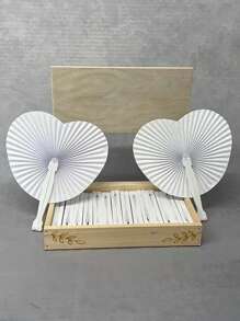 1 pieza/2 piezas/3 piezas/4 piezas/5 piezas/10 piezas Abanicos plegables de papel en forma de corazón blanco para bodas y viajes