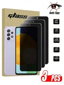 3 pezzi/confezione Pellicola protettiva in vetro temperato anti-urto, anti-acqua, anti-graffio, in nero, compatibile con Samsung A22, A72, A12, A32, 4g & 5g A21s, A30s, A51, A71, A41, A21, A31, F22, A33, A73, A03 Core, A20s, A30s, A50s, copertura completa, facile da installare, ultra chiara, senza bolle, protezione della privacy anti-spia, pellicola in vetro per la privacy anti-impronte, regalo ideale per compleanni, Pasqua, Giorno del Presidente, Natale, per famiglia, amici, ragazzi, fidanzate, accessori per telefono