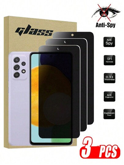 3 pezzi/confezione Pellicola protettiva in vetro temperato anti-urto, anti-acqua, anti-graffio, in nero, compatibile con Samsung A22, A72, A12, A32, 4g & 5g A21s, A30s, A51, A71, A41, A21, A31, F22, A33, A73, A03 Core, A20s, A30s, A50s, copertura completa, facile da installare, ultra chiara, senza bolle, protezione della privacy anti-spia, pellicola in vetro per la privacy anti-impronte, regalo ideale per compleanni, Pasqua, Giorno del Presidente, Natale, per famiglia, amici, ragazzi, fidanzate, accessori per telefono