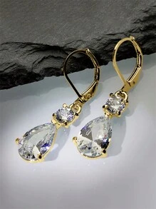 1 Paar luxuriöse Ohrringe mit kubischem Zirkonia Tropfen für Frauen für Hochzeit Verlobung Jahrestag Party Schmuck Valentinstag Geschenk Valentinstag