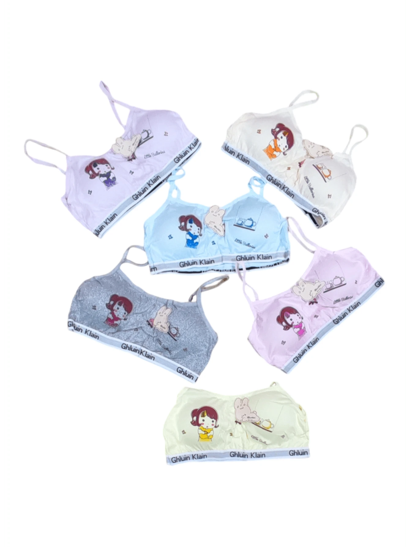 6 Pieces Bra With Removable Cups For Girls, One Size (Colors And Designs Are Sent Randomly Depending On Inventory) - Multicolor - View 1