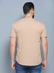 JESUS CHRIST Short Sleeve Long Line T-Shirt - Màu Khaki - Xem 4