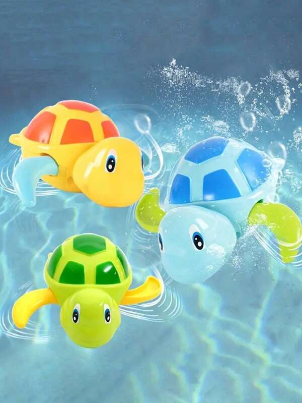 Set de 3 juguetes de baño de tortugas que nadan - Regalo perfecto para niños de 2 a 6 años, ¡regalo de Acción de Gracias! Juguetes de baño para niños: Tortugas que nadan a cuerda, juguetes de agua para el baño y la piscina para bebés y niños, juguetes sensoriales, juegos para recién nacidos, juguetes para la ducha y la bañera, regalos de cumpleaños, juguetes para niños, esenciales de agua para bebés en interiores y exteriores, regalos de Navidad