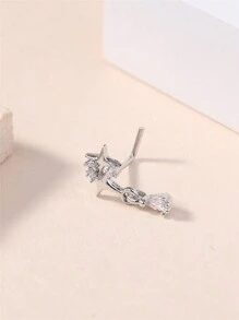 KARYOKO Thời trang Đinh mũi lủng lẳng Thiết kế ngôi sao CZ trắng sáng dễ thương Nhẫn mũi lủng lẳng hình chữ L cho phụ nữ Trang sức xỏ khuyên cơ thể màu vàng bạc cỡ 20 - Ghim hình chữ L - Xem 5