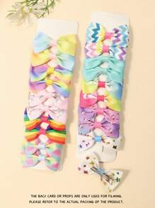 20pcs Girls' Multicolor Bow Hair Clips - Green - View 2