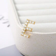 1pc Shiny Crystal A-Z Letter Brooches For Women Initial Name Brooch Pins For Suit Shirt Collar Accessories New Rhinestone Brooch Jewelry - Gold - View 9