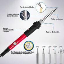 Red Adjustable Temperature Electric Soldering Iron Kit - US A Type Plug(110-127V) - View 4