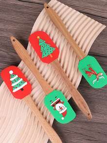 1pc Christmas Cake Baking Tool Butter Scraper, Silicone Icing Spatula, Cake Decorating Tools