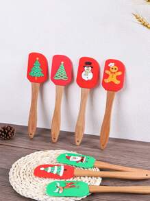 1pc Christmas Cake Baking Tool Butter Scraper, Silicone Icing Spatula, Cake Decorating Tools