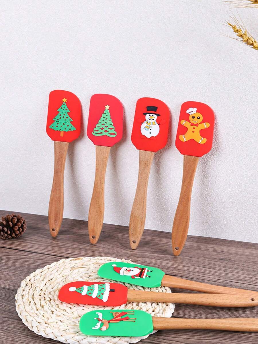 1pc Christmas Cake Baking Tool Butter Scraper, Silicone Icing Spatula, Cake Decorating Tools